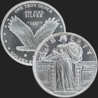 Beautiful Standing Liberty & Eagle Front & Back of 1 oz .999 Fine Silver Coin