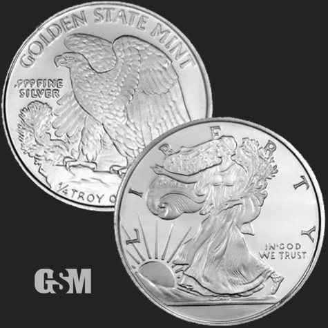 Excellent Walking Liberty & Eagle Front & Back of 1/4 oz .999 Fine Silver Coin